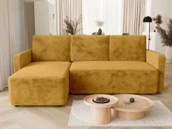 Meble Dla Dzieci|Meble Młodzieżowe></noscript>BROMARKT Nowoczesny pomarańczowy narożnik do salonu z funkcją spania QULIO