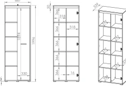 Regały Na Książki|Zestawy Mebli Do Salonu></noscript>ML Meble Nowoczesny półotwarty regał na książki 69 cm AVO
