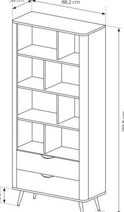 Regały Na Książki></noscript>LASKI Nowoczesny regał 88 cm na książki do salonu dąb dunin VALIO