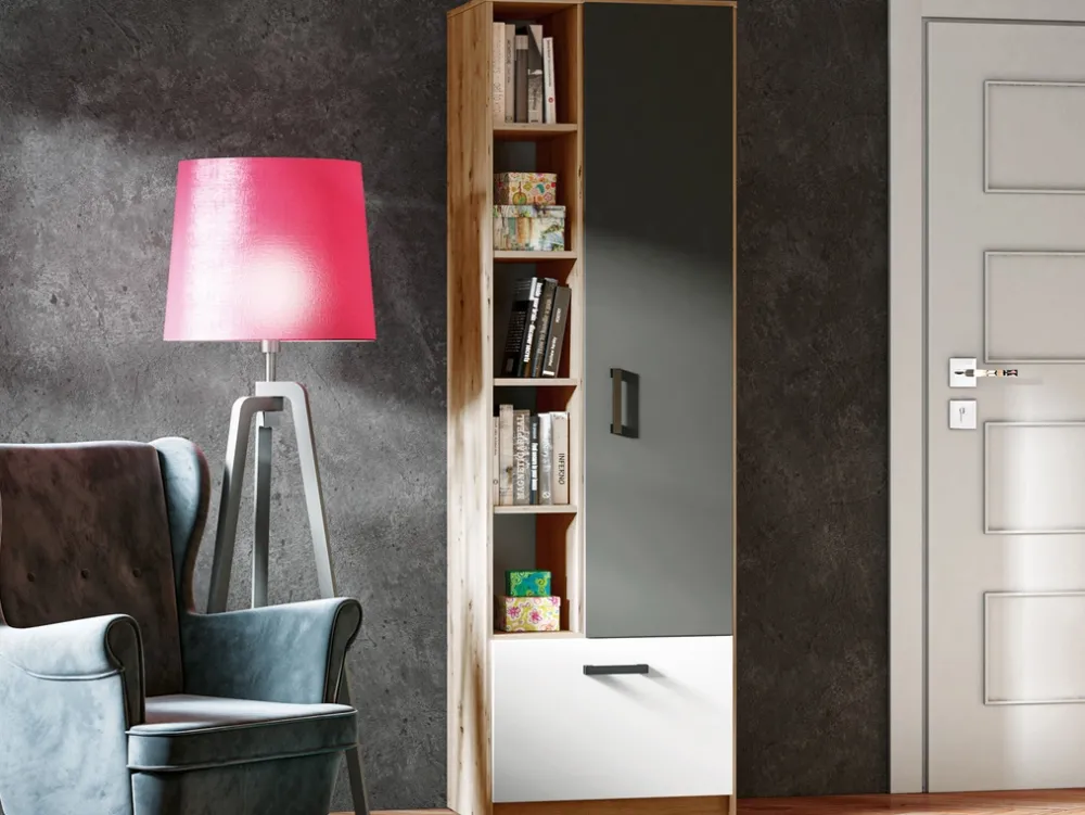 Zestawy Mebli Młodzieżowych>ML Meble Nowoczesny regał półotwarty do pokoju młodzieżowego 60 cm FINI