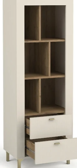 Regały Na Książki|Zestawy Mebli Do Sypialni>DOLMAR Nowoczesny regał z szufladami do salonu 60 cm MISTY cashmere kaszmir