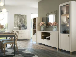 Regały Na Książki|Zestawy Mebli Do Sypialni></noscript>DOLMAR Nowoczesny regał z szufladami do salonu 60 cm MISTY cashmere kaszmir