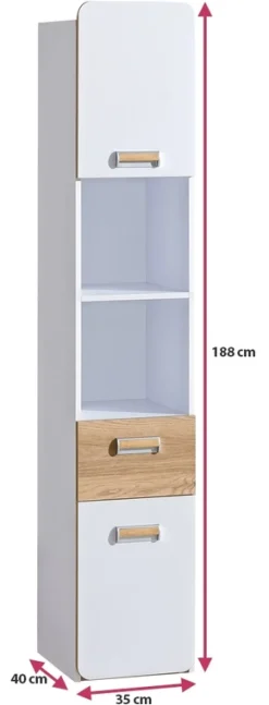 Regały Na Książki|Regały Dla Dzieci></noscript>DOLMAR Nowoczesny regał z szufladą do pokoju dziecka 35 cm LUMINOUS biały