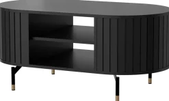 Ławy I Stoliki>DOLMAR Nowoczesny stolik kawowy do salonu z zaokrąglonymi bokami ZELDA czarny