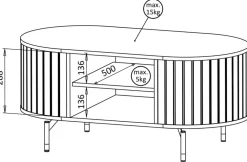 Ławy I Stoliki></noscript>DOLMAR Nowoczesny stolik kawowy do salonu z zaokrąglonymi bokami ZELDA czarny