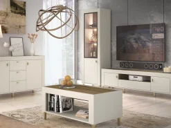 Zestawy Mebli Do Sypialni|Zestawy Mebli Do Salonu></noscript>DOLMAR Nowoczesny stolik kawowy do salonu 55x97 cm MISTY cashmere kaszmir