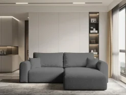 Meble Dla Dzieci|Narożniki></noscript>KENIX Nowoczesny szary narożnik z funkcją spania boucle KORNEL