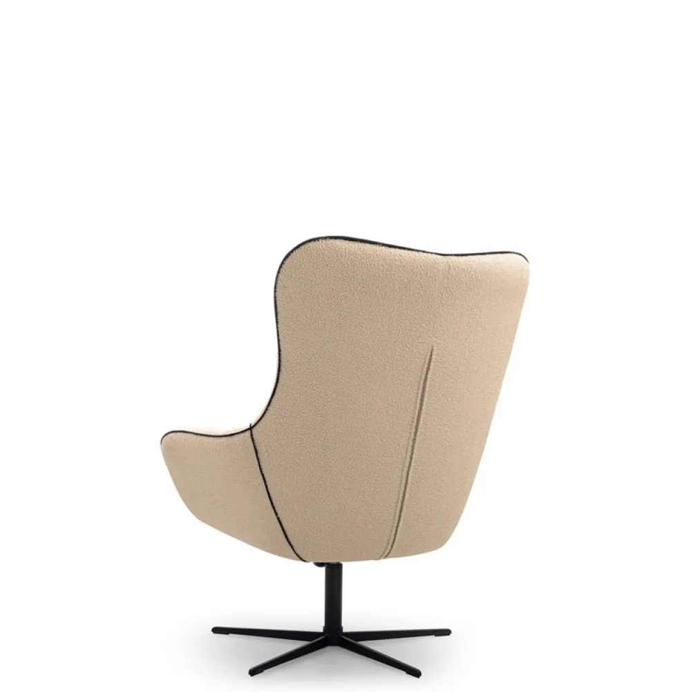 Fotele>LASKI Obrotowy fotel boucle ELSA beżowy