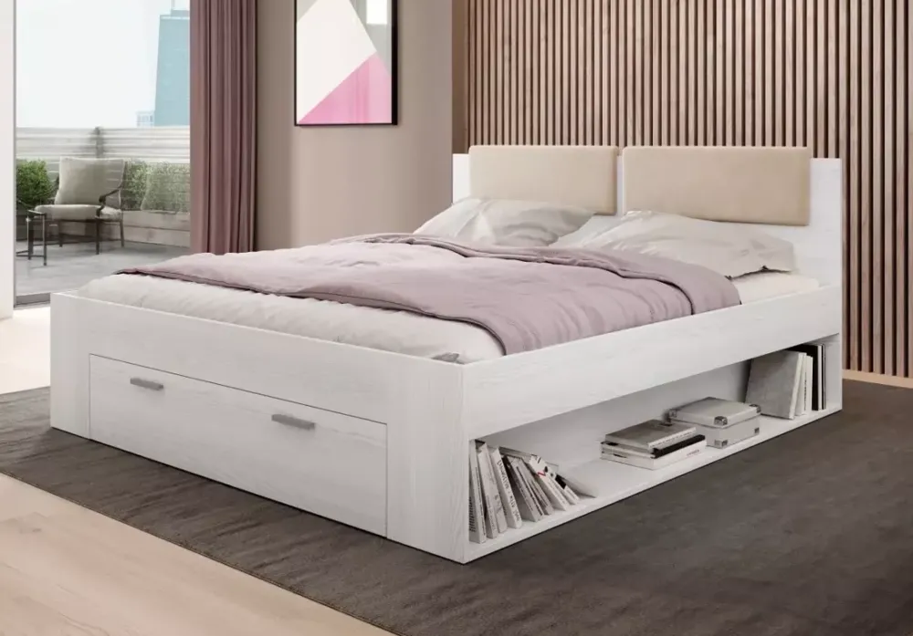 Łóżka Z Pojemnikiem|Łóżka Dwuosobowe>Helvetia Łoże dwuosobowe 180x200 cm dąb monastery GALACTIC