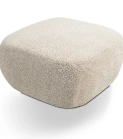 Pufy>LASKI Okrągła pufa do siedzenia beżowa OMERO tkanina baranek