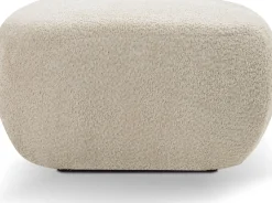 Pufy></noscript>LASKI Okrągła pufa do siedzenia beżowa OMERO tkanina baranek