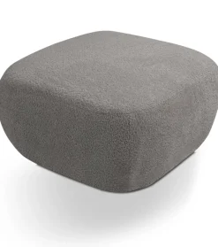 Pufy>LASKI Okrągła pufa do siedzenia grafitowa OMERO tkanina baranek
