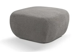 Pufy></noscript>LASKI Okrągła pufa do siedzenia grafitowa OMERO tkanina baranek