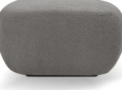 Pufy></noscript>LASKI Okrągła pufa do siedzenia grafitowa OMERO tkanina baranek