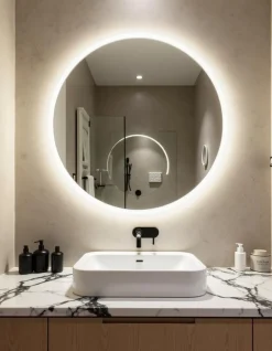 Lustra>FURNIKA Okrągłe lustro podświetlane 60 cm LED do łazienki na ścianę