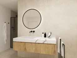 Lustra>FURNIKA Okrągło lustro 80 cm wiszące w czarnej ramie podświetlane SOLARO