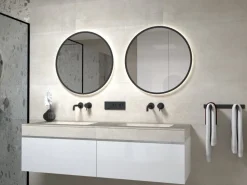 Lustra></noscript>FURNIKA Okrągło lustro 80 cm wiszące w czarnej ramie podświetlane SOLARO