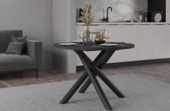 Krzesła|Stoły>Lempert Okrągły stół do jadalni loftowy 110 cm OPALIO jesion portland