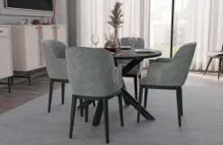 Krzesła|Stoły></noscript>Lempert Okrągły stół do jadalni loftowy 110 cm OPALIO jesion portland