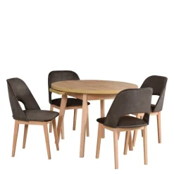Stoły Z Krzesłami>DREWMIX Okrągły stół rozkładany z drewnianymi krzesłami MONZA