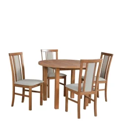 Stoły Z Krzesłami>DREWMIX Okrągły stół z drewnianymi krzesłami do jadalni PALVE