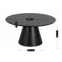 Ławy I Stoliki></noscript>MEBEL ELITE Okrągły stolik kawowy 80 cm do salonu czarny CALDERO MAX