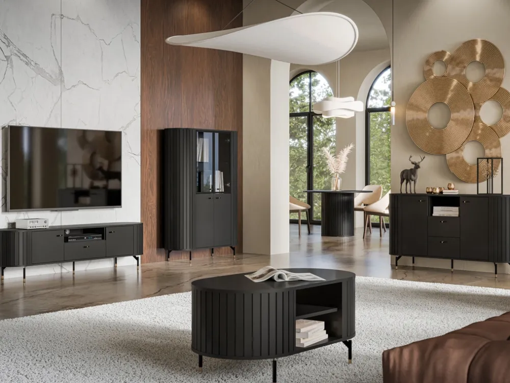 Zestawy Mebli Do Salonu|Ławy I Stoliki>DOLMAR Okrągły stolik kawowy do salonu 70 cm ZELDA czarny