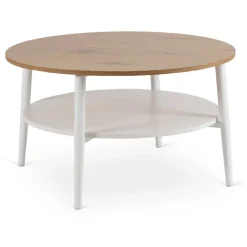 Ławy I Stoliki>MEBEL ELITE Okrągły stolik kawowy do salonu 80 cm dąb złoty PAVIO