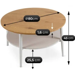 Ławy I Stoliki></noscript>MEBEL ELITE Okrągły stolik kawowy do salonu 80 cm dąb złoty PAVIO
