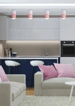 Oświetlenie Przedpokoju|Oświetlenie Jadalni>Candellux Lighting Oprawa sufitowa biało-różowa 1xGU10 Tuba