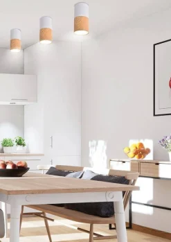 Oświetlenie Przedpokoju|Oświetlenie Jadalni>Candellux Lighting Oprawa sufitowa lampa Tuba biała drewniana 25W