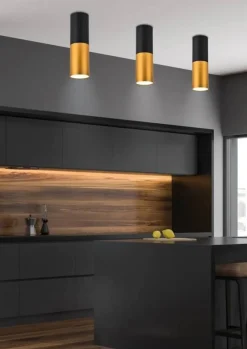 Oświetlenie Przedpokoju|Oświetlenie Jadalni>Candellux Lighting Oprawa sufitowa Tuba 12cm czarno-złota 1xGU10