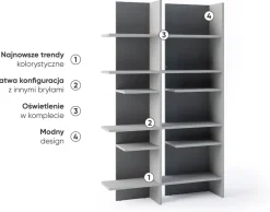 Regały Na Książki></noscript>lenart. Otwarty regał do salonu nowoczesny z półkami 120 cm wysoki FITT