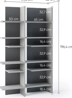 Regały Na Książki></noscript>lenart. Otwarty regał do salonu nowoczesny z półkami 120 cm wysoki FITT