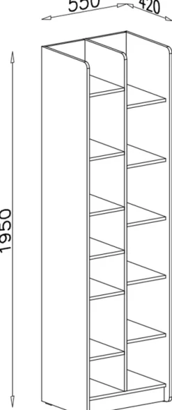 Regały Na Książki|Meble Młodzieżowe>MEBLAR Otwarty regał na książki młodzieżowy 55 cm ALDENO beż pisakowy