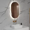 Lustra>FURNIKA Owalne lustro podświetlane 50x90 cm SOLARO do łazienki LED