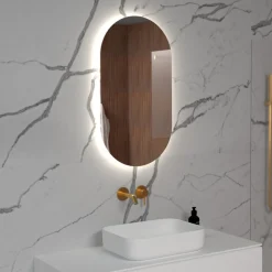Lustra>FURNIKA Owalne lustro podświetlane 50x90 cm SOLARO do łazienki LED