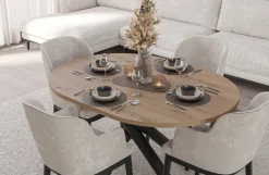 Krzesła|Stoły></noscript>Lempert Owalny stół do jadalni 138x100 cm loftowy OPALIO dąb artisan