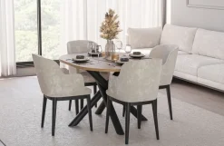 Krzesła|Stoły></noscript>Lempert Owalny stół do jadalni 138x100 cm loftowy OPALIO dąb artisan