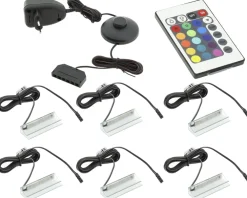 Oświetlenie Mebli|Oświetlenie Mebli>FURNIKA Oświetlenie półek szklanych LED 6 klipsów RGB 230v z pilotem