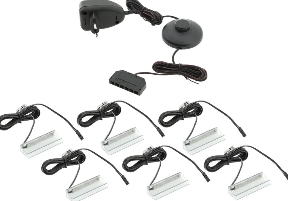 Oświetlenie Mebli|Oświetlenie Mebli>FURNIKA Oświetlenie półek szklanych LED 6 klipsów biały ciepły