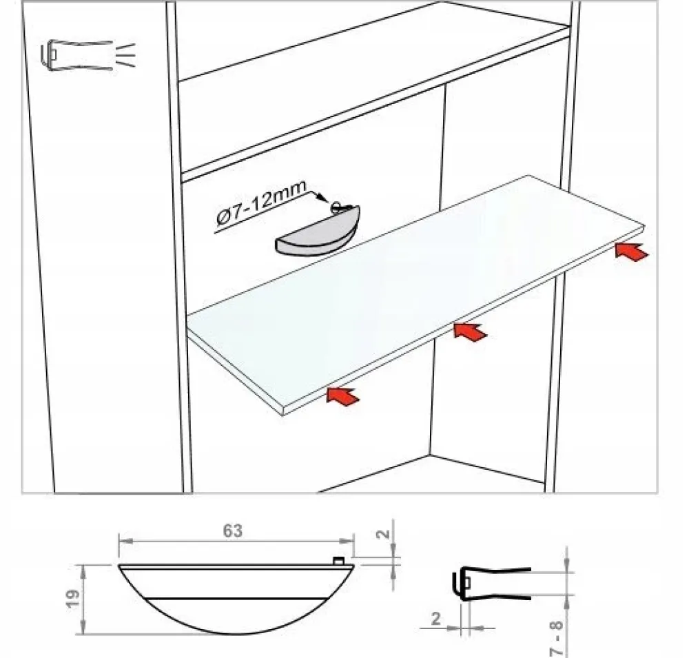 Oświetlenie Mebli|Oświetlenie Mebli>FURNIKA Oświetlenie półek szklanych LED 6 klipsów biały ciepły
