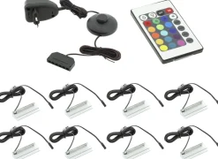Oświetlenie Mebli|Oświetlenie Mebli>FURNIKA Oświetlenie półek szklanych LED 8 klipsów RGB 230v z pilotem