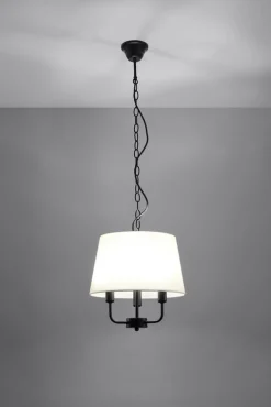 Oświetlenie Przedpokoju|Oświetlenie Jadalni>Candellux Lighting Pasteri lampa wisząca czarny matowy 3x40w e14 abażur beżowy