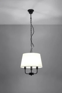 Oświetlenie Przedpokoju|Oświetlenie Jadalni></noscript>Candellux Lighting Pasteri lampa wisząca czarny matowy 3x40w e14 abażur beżowy