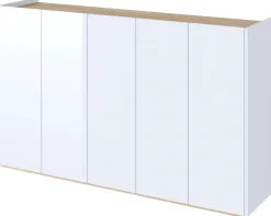 Zestawy Mebli Do Salonu|Komody>lenart. Pięciodrzwiowa komoda biały połysk z półkami do salonu 156 cm EASY EA-01