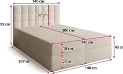 Meble Młodzieżowe|Łóżka Młodzieżowe></noscript>BROMARKT Pikowane łóżko kontynentalne 140x200 cm z pojemnikiem DETROIT