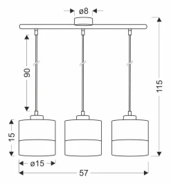 Oświetlenie Przedpokoju|Oświetlenie Jadalni>Candellux Lighting Pino lampa wisząca czarny 3x60w e27 abażur czarny+brązowy