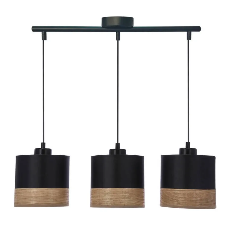 Oświetlenie Przedpokoju|Oświetlenie Jadalni>Candellux Lighting Pino lampa wisząca czarny 3x60w e27 abażur czarny+brązowy