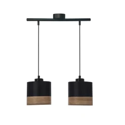 Oświetlenie Przedpokoju|Oświetlenie Jadalni></noscript>Candellux Lighting Pino lampa wisząca czarny 2x60w e27 abażur czarny+brązowy